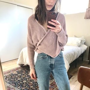 Urban outfitters pink ballet wrap knit sweater xs